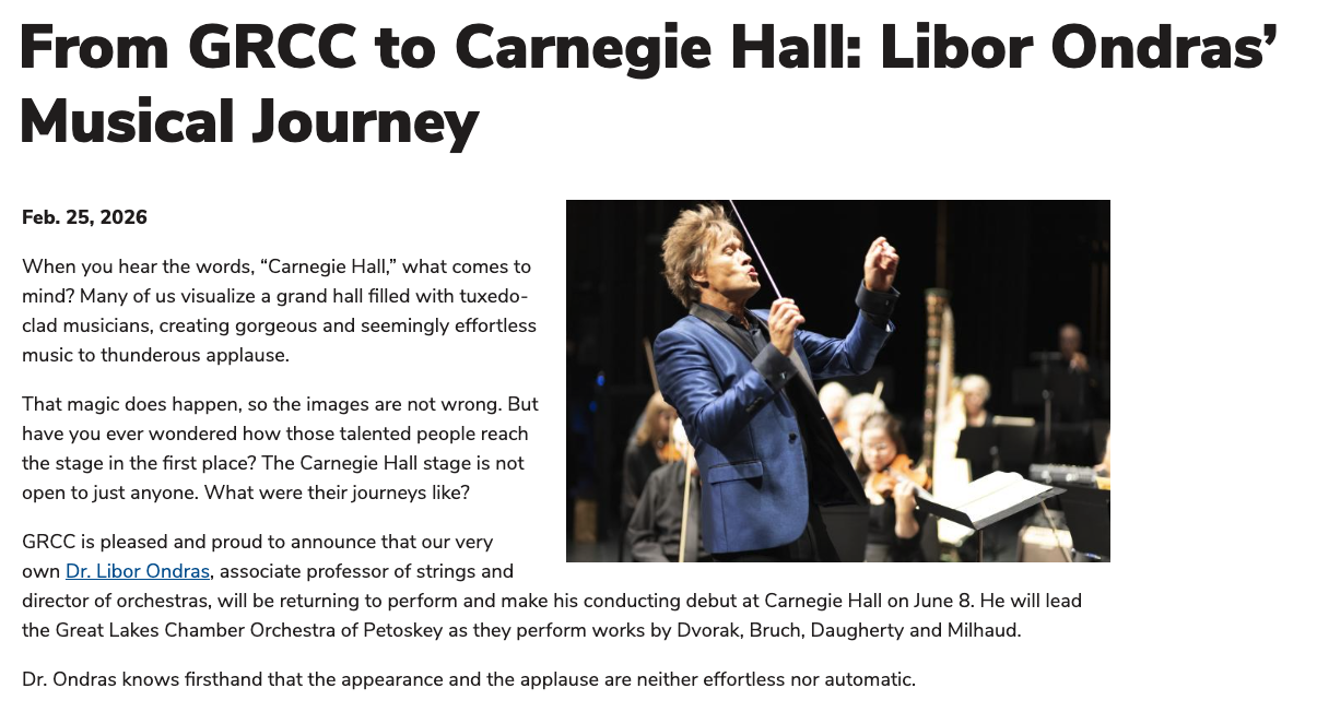 From GRCC to Carnegie Hall: Libor Ondras’ Musical Journey | Feb. 25, 2026